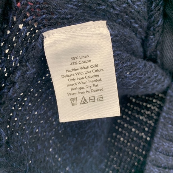 EDDIE BAUER Navy Blue Knit Button Front 3/4 Sleeve Sweater Cardigan Small - Picture 5 of 5